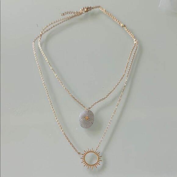 Layered Necklace with Sun and Star A1173 - Picture 5 of 5